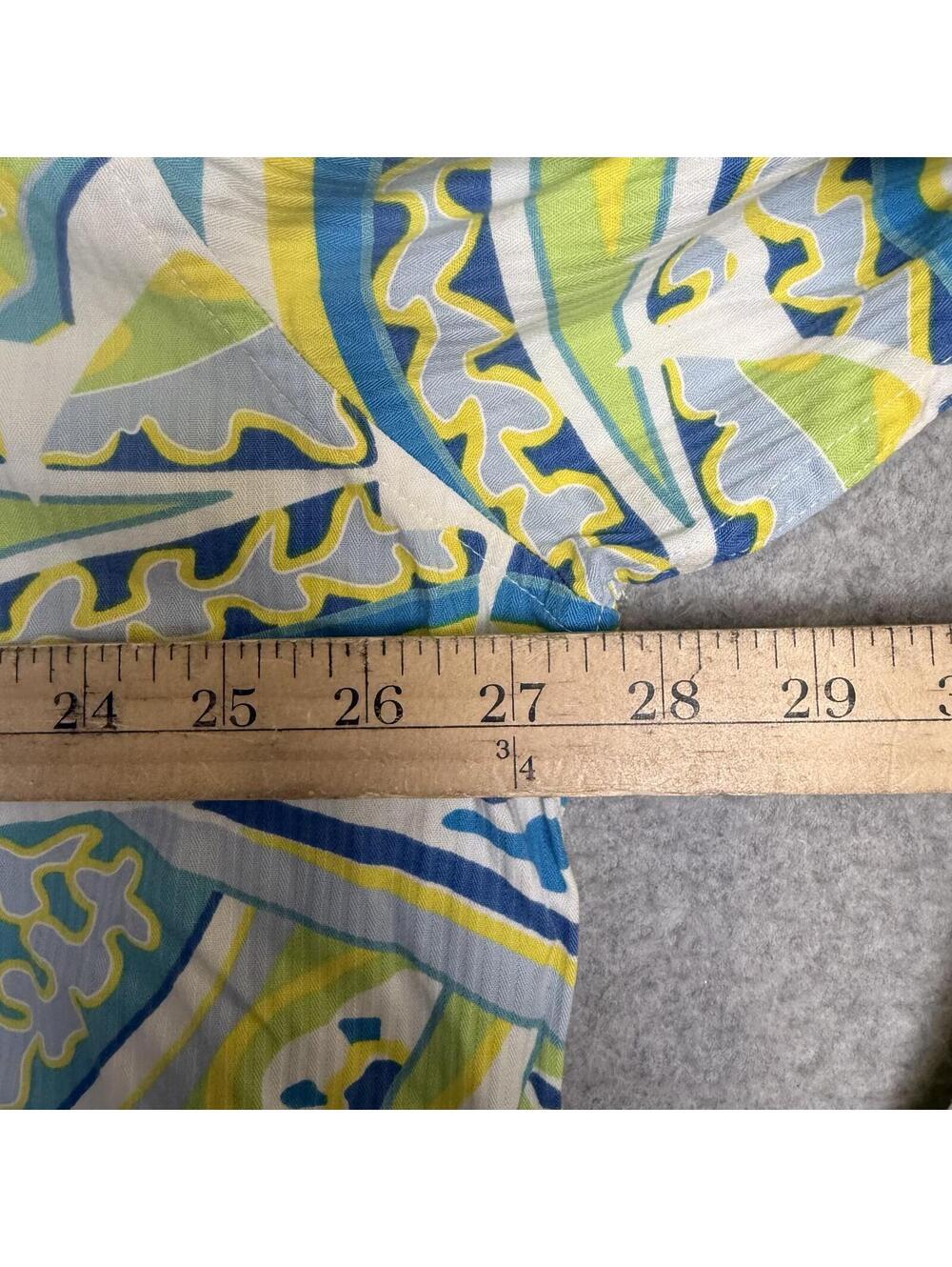 Enyce Men's Size 3XL XXXL Yellow Blue Geometric Print Button Down Shirt LS - Picture 5 of 8